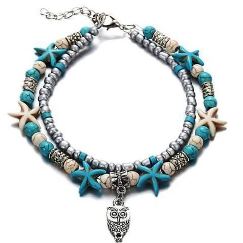 Starfish design zinc alloy anklet for women, perfect for beach outings