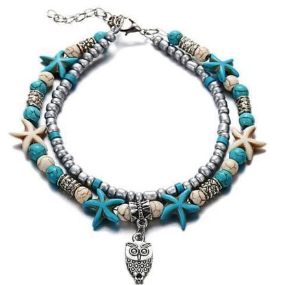 Starfish design zinc alloy anklet for women, perfect for beach outings
