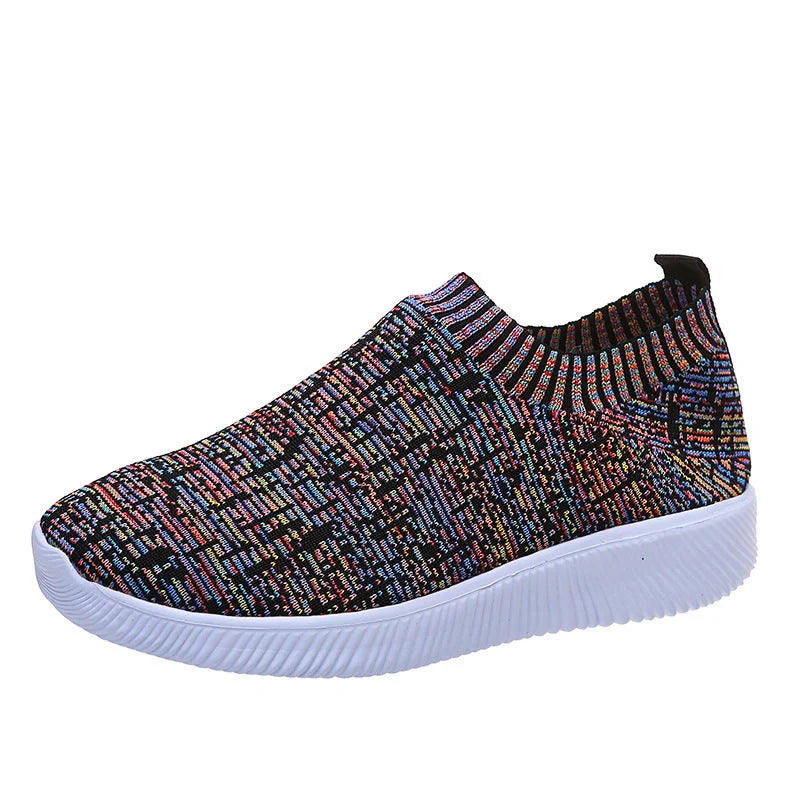 Stripe knit sock shoes in white, grey, and flower colour options