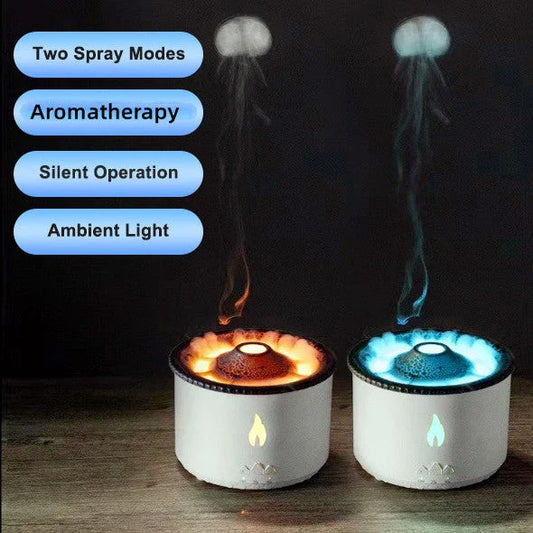 Ultrasonic Essential Oil Diffuser with Relaxing Flame and Jellyfish Smoke Ring Effects