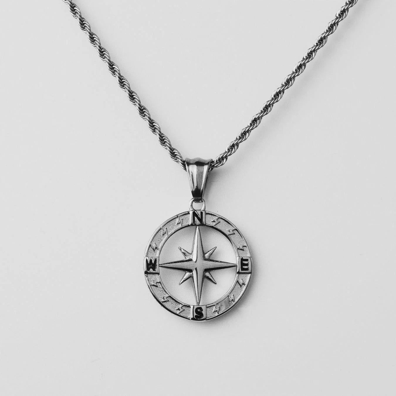 Elegant Stainless Steel Compass Necklace in gold and silver designs