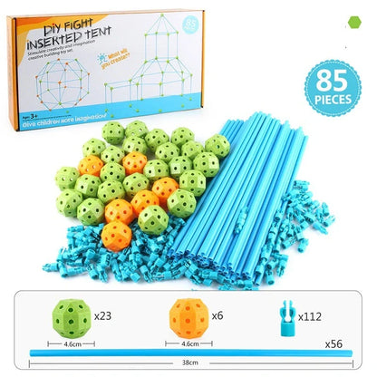 Kids DIY 3D Construction Fort Building Kit with sticks and balls for creative play