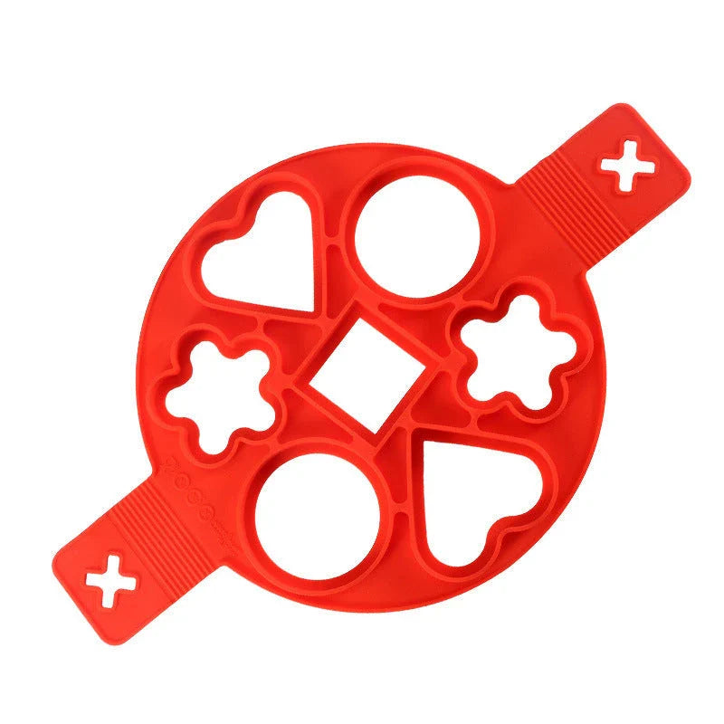 Red Silicone Pancake Mold with Various Shapes for Easily Making Perfect Pancakes at Home