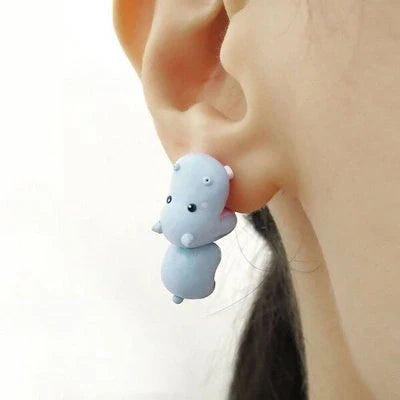 Playful animal bite earrings featuring dinosaur and whale designs, perfect for adding a quirky touch to your style.