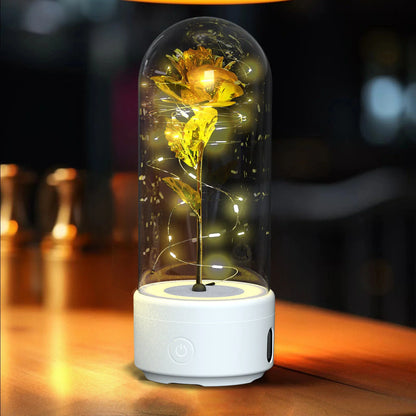 Elegant LED rose light with Bluetooth speaker in glass cover