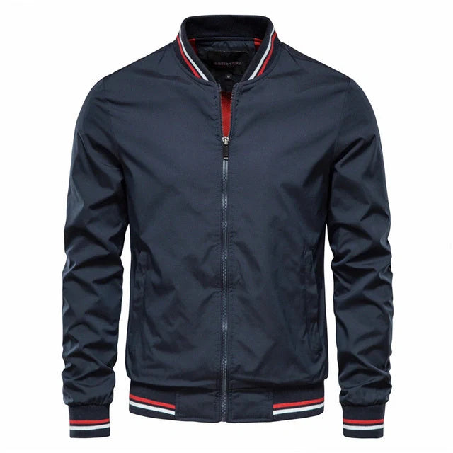 Men's stylish striped zip-up jacket with pockets in various colours