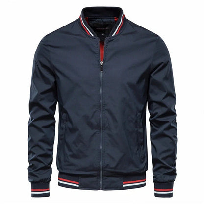 Men's stylish striped zip-up jacket with pockets in various colours