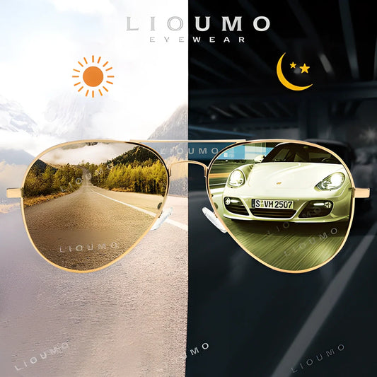 Polarized photochromic pilot sunglasses with alloy frame and TAC lenses for versatile outdoor use
