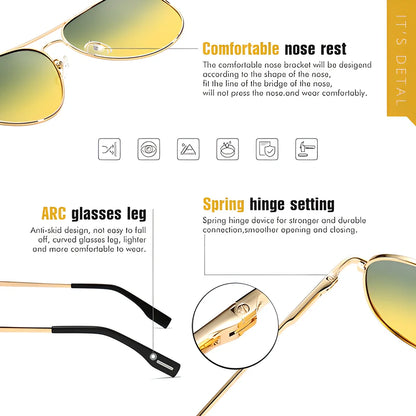 Polarized photochromic pilot sunglasses with alloy frame and TAC lenses for versatile outdoor use