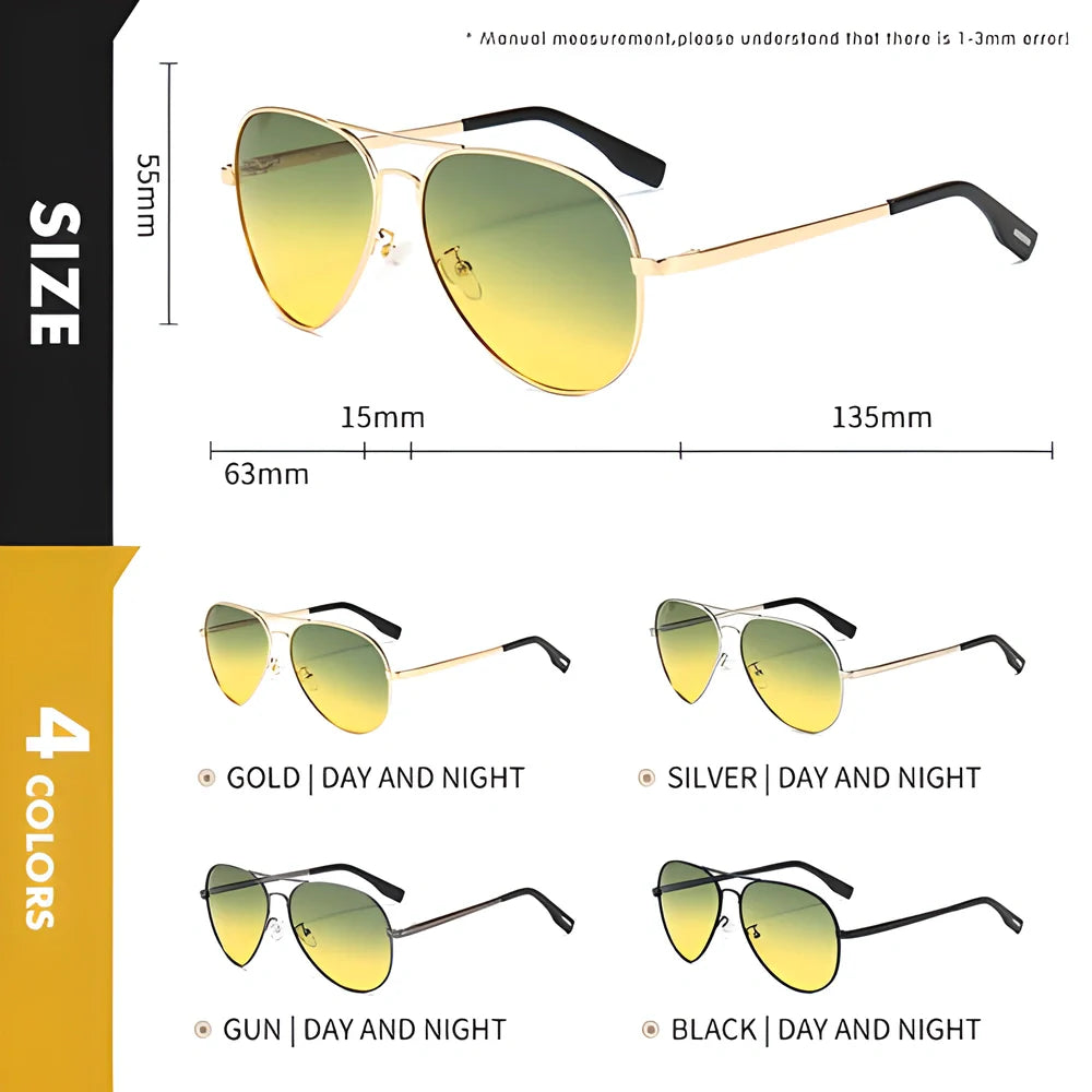Polarized photochromic pilot sunglasses with alloy frame and TAC lenses for versatile outdoor use