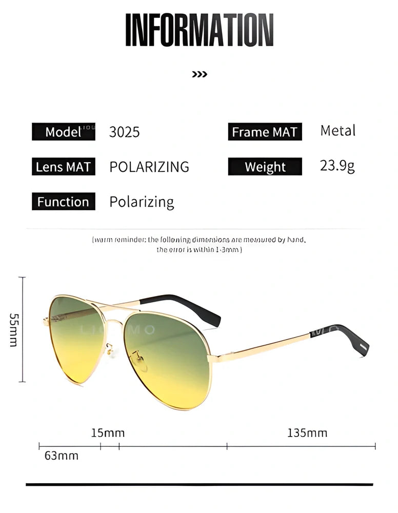 Polarized photochromic pilot sunglasses with alloy frame and TAC lenses for versatile outdoor use