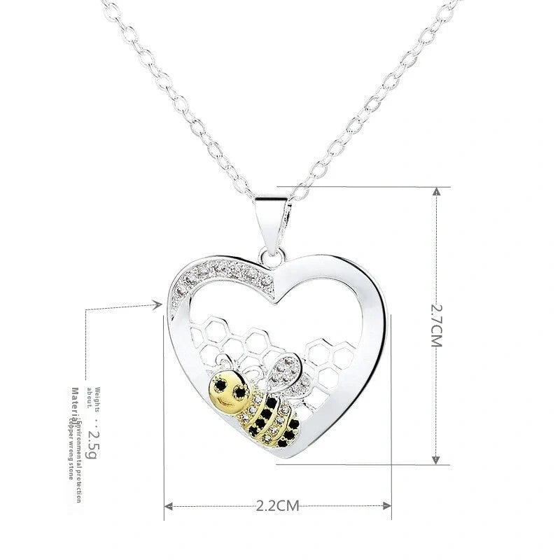 Unique bee hive pendant necklace with hearts colour separation, pastoral style