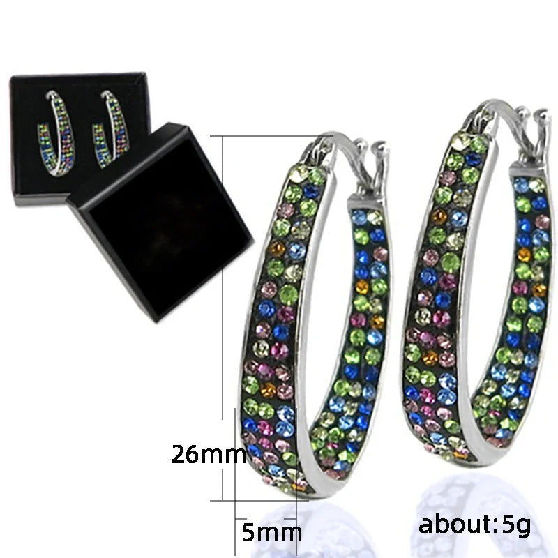 Colourful geometric diamond earrings for women with English letter detailing