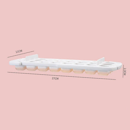 Quick demould ice cube tray set with storage box in yellow, blue, and pink