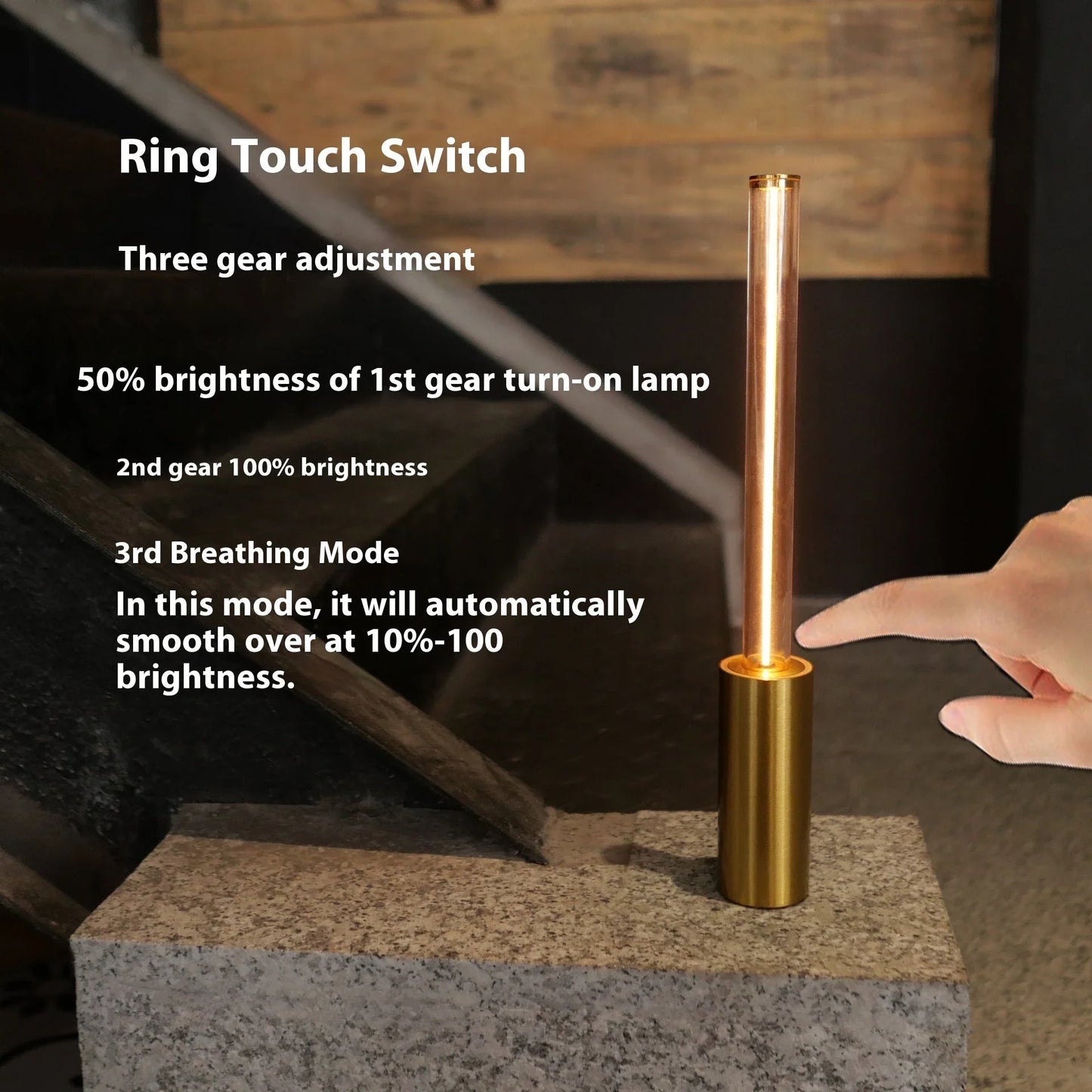 Soothing ambient light bedside lamp with customizable brightness and breathing effect in various color options