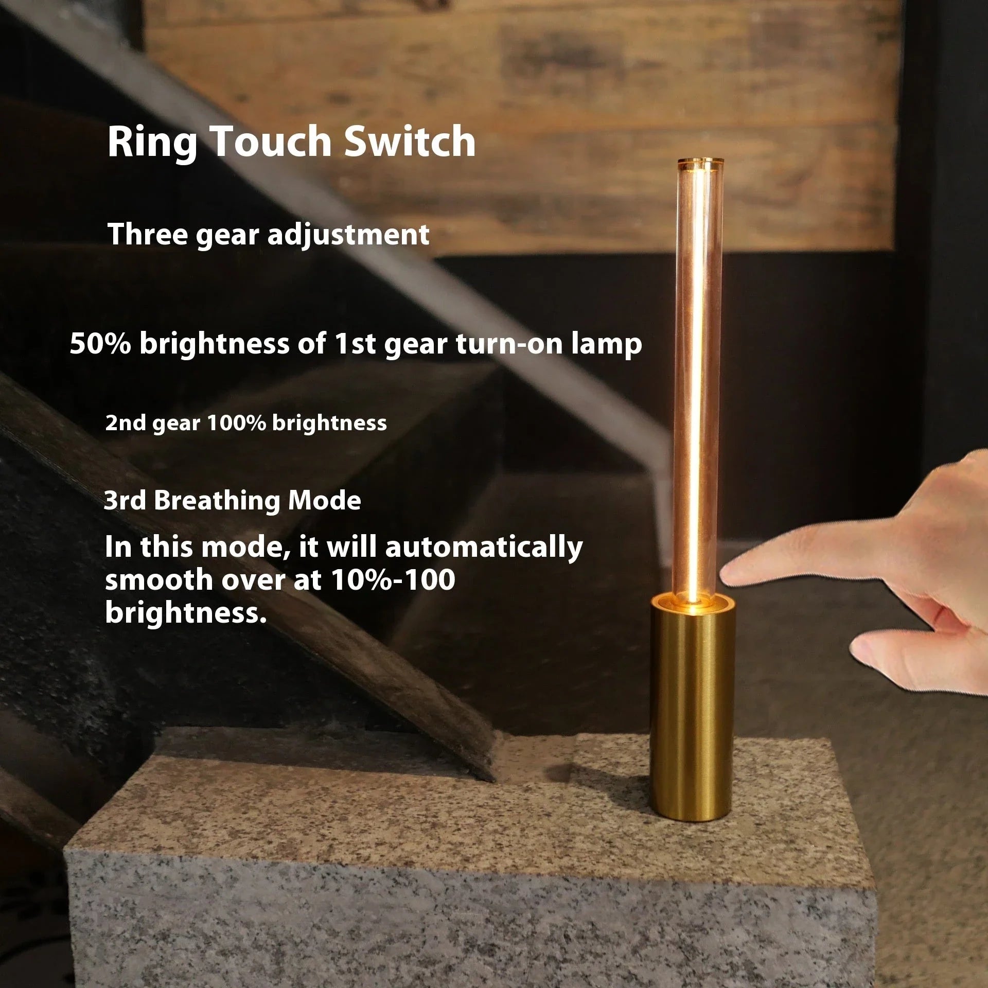 Soothing ambient light bedside lamp with customizable brightness and breathing effect in various color options