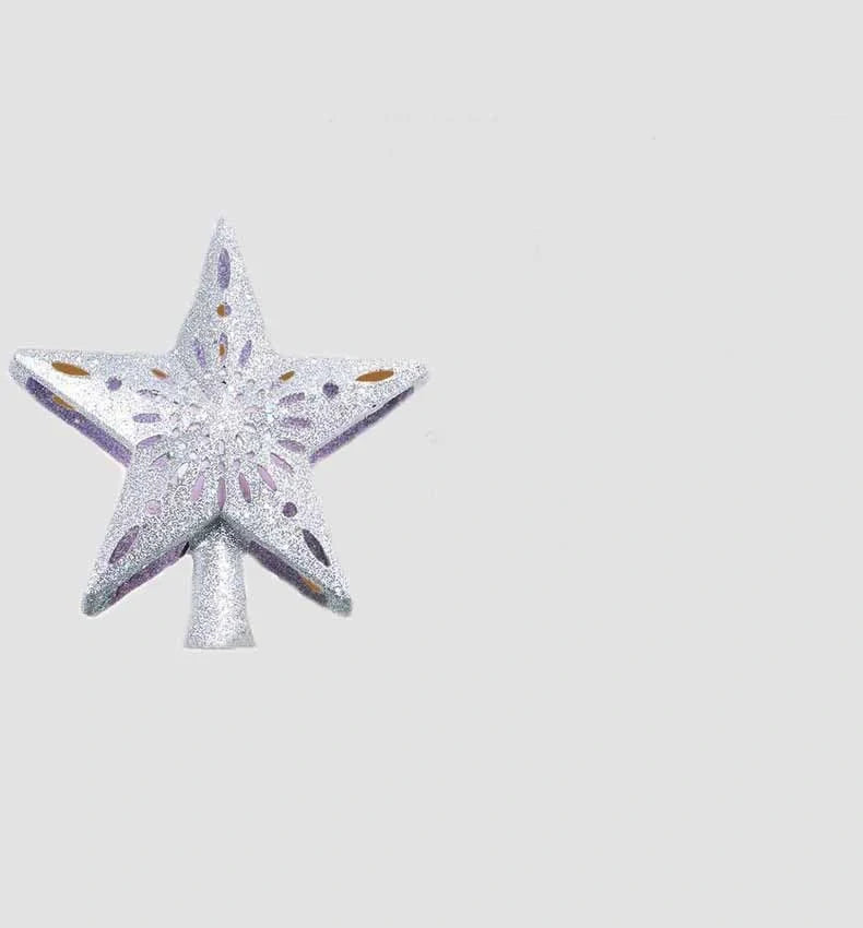 LED Projection Christmas Tree Topper with snowflake and star designs for festive decoration