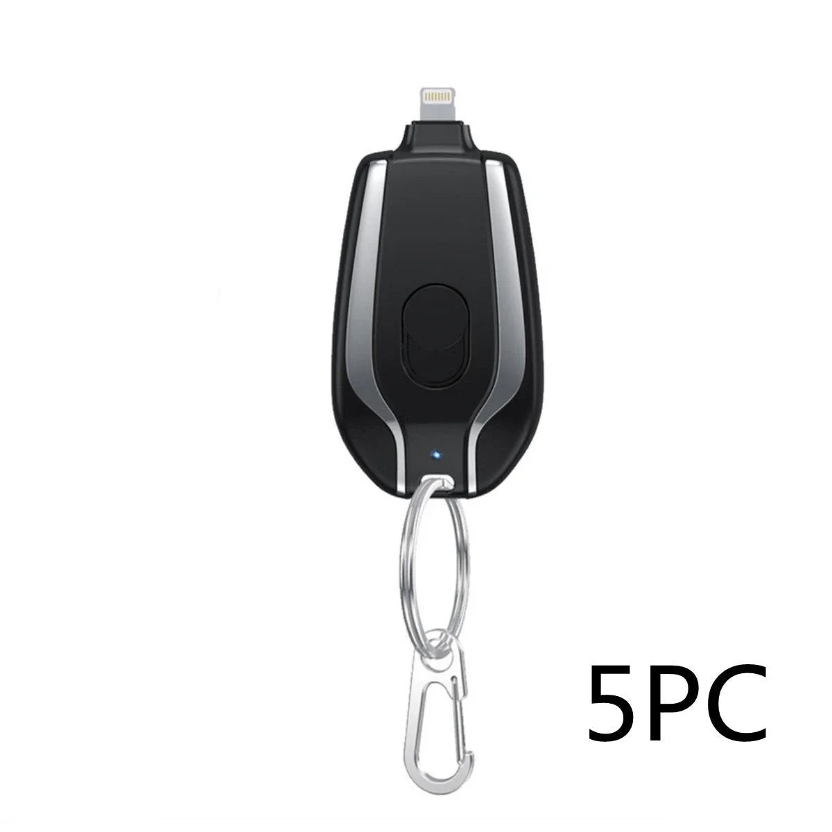 A compact, 1500mAh portable power bank with a keychain design, featuring a waterproof and durable construction for on-the-go charging of smartphones, tablets, and other USB-powered devices.