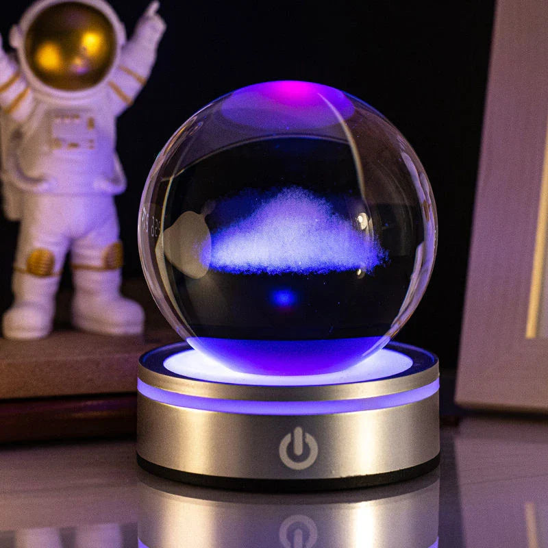 Captivating 3D crystal night lamp with intricate patterns and warm, soothing LED illumination for enchanting home decor