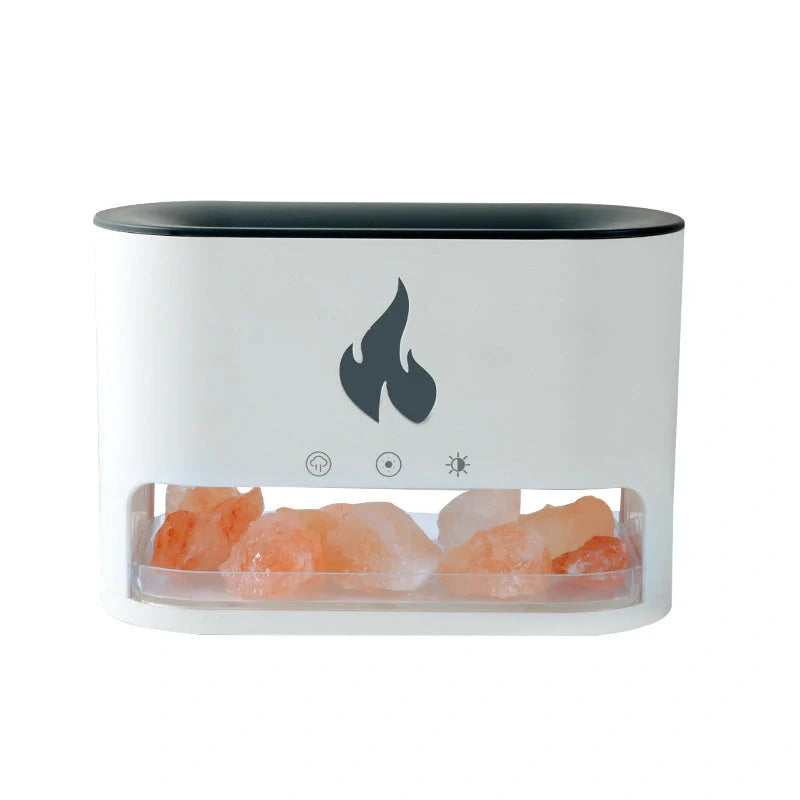 Flame Humidifier with 3D flame effect and aromatherapy function on desktop