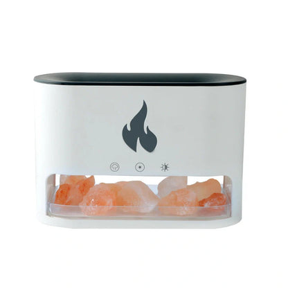 Flame Humidifier with 3D flame effect and aromatherapy function on desktop
