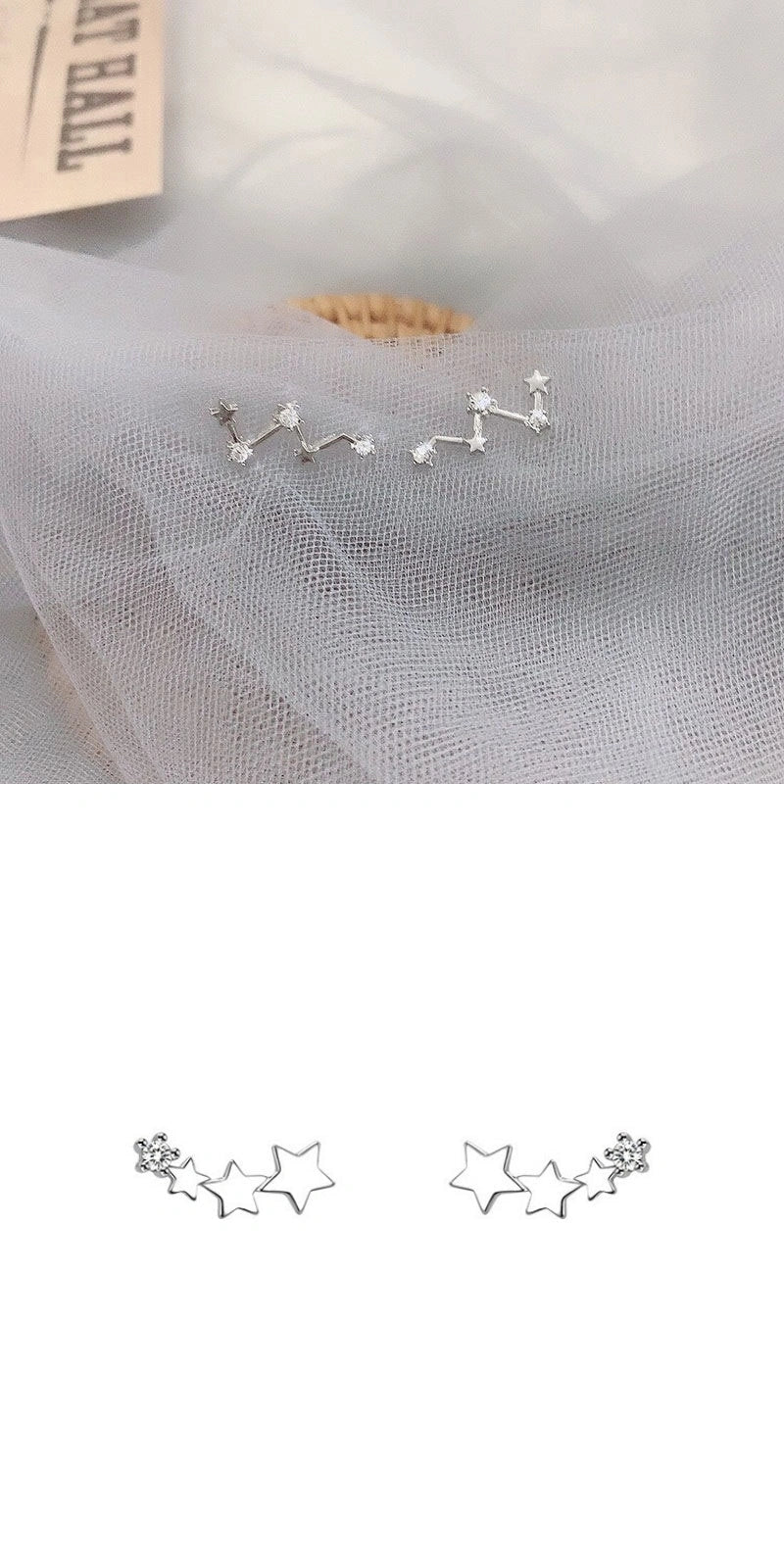 Geometric frosty style stud earrings in gold and silver, showcasing modern design and durability