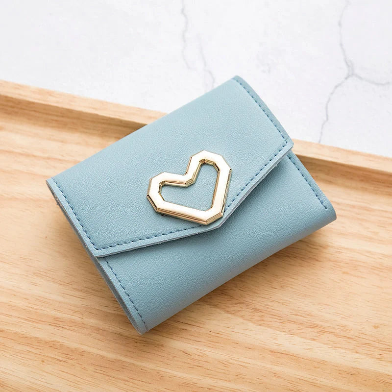 Short style tri-fold wallet with zipper coin purse for women in various colours