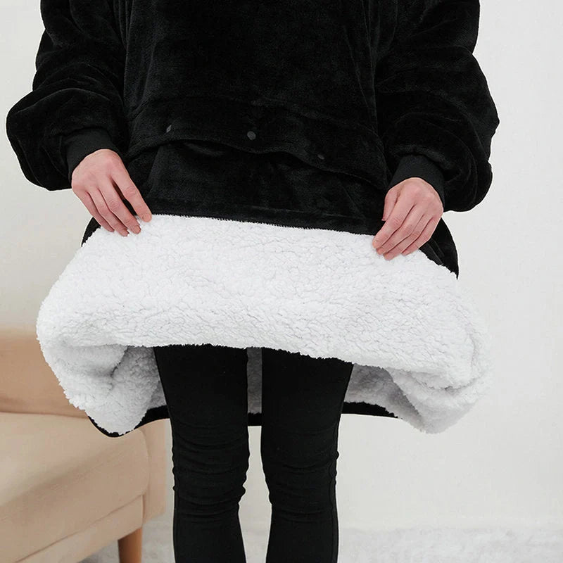 USB heated oversized hoodie blanket with large back heating area in various colors