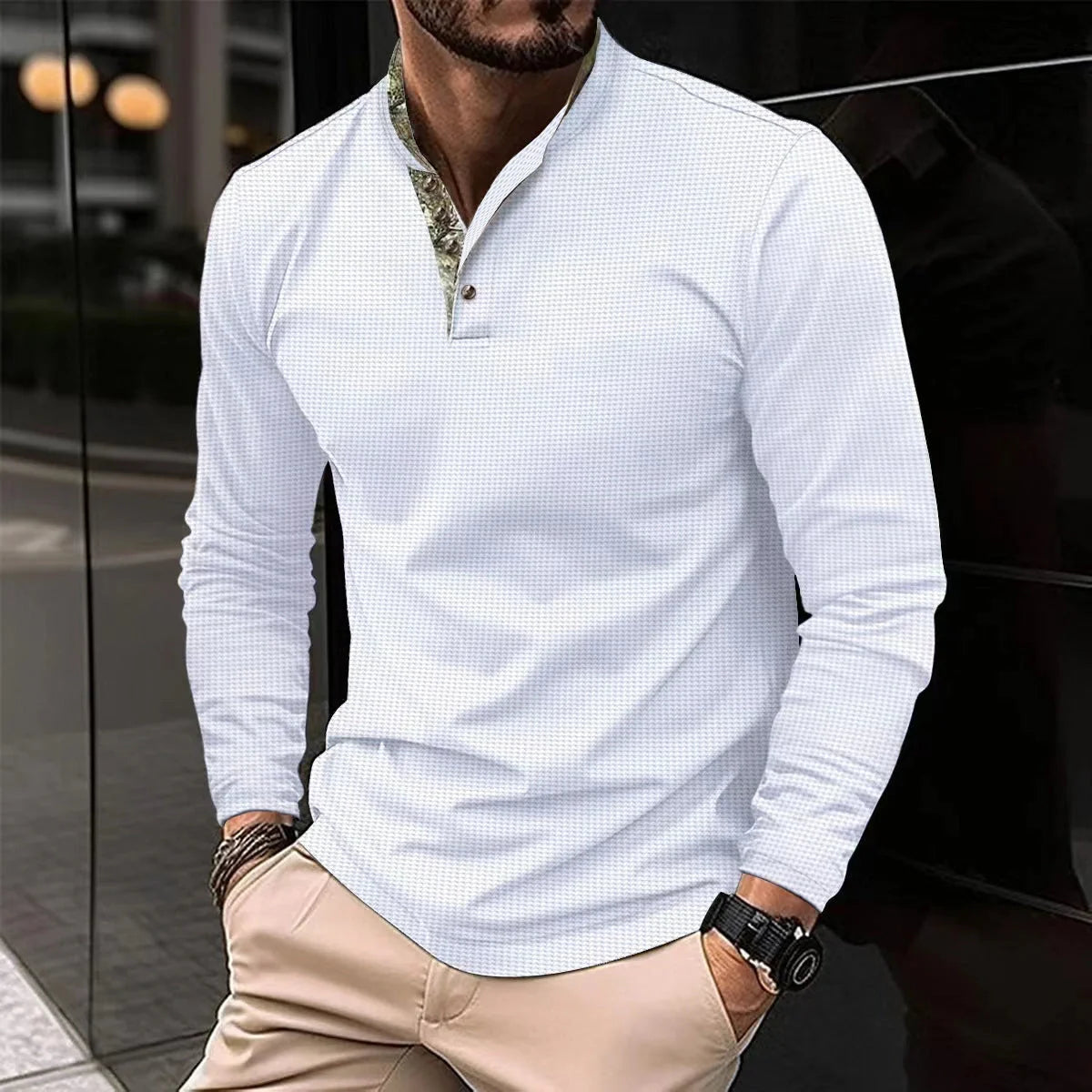Men's stylish double layer lapel polo shirt in various colours