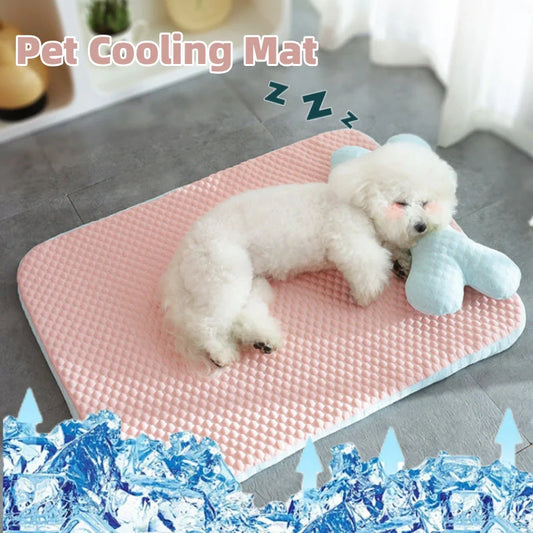 Breathable cooling pet mat for dogs and cats in pink, sizes S to XL