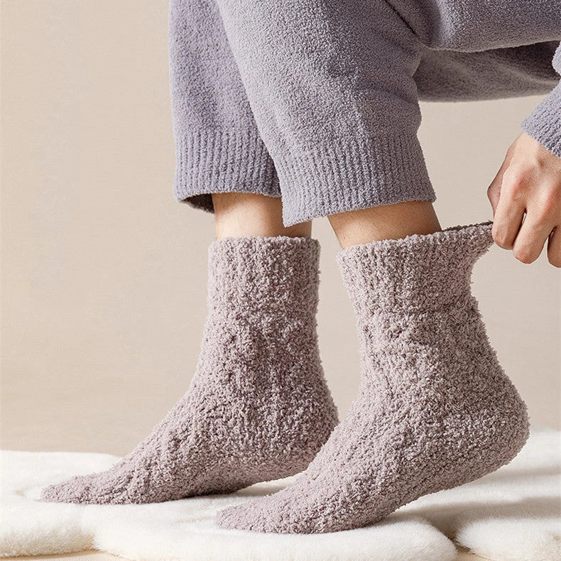 Plush velvet fleece socks in a variety of warm and cosy colours