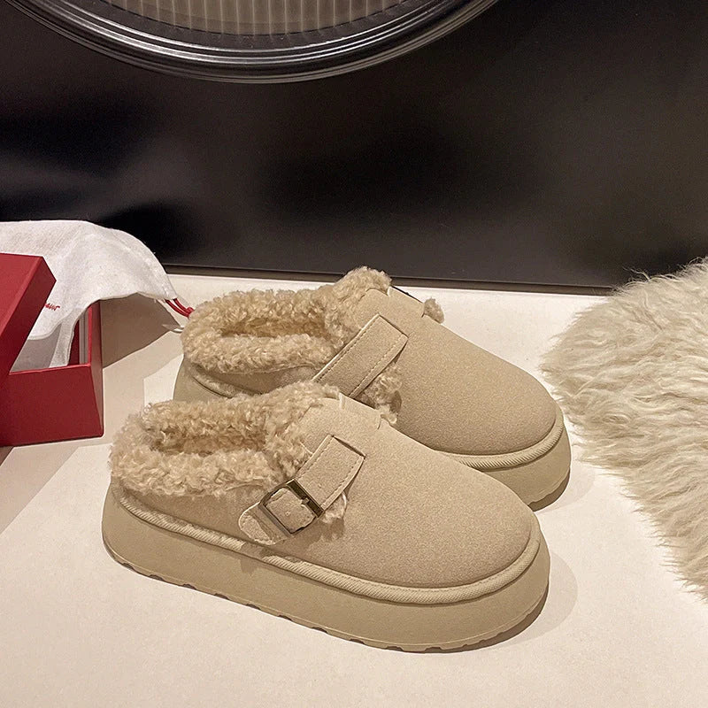 Luxury winter women's plush retro bean boots in various colours