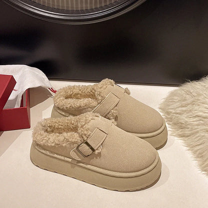Luxury winter women's plush retro bean boots in various colours