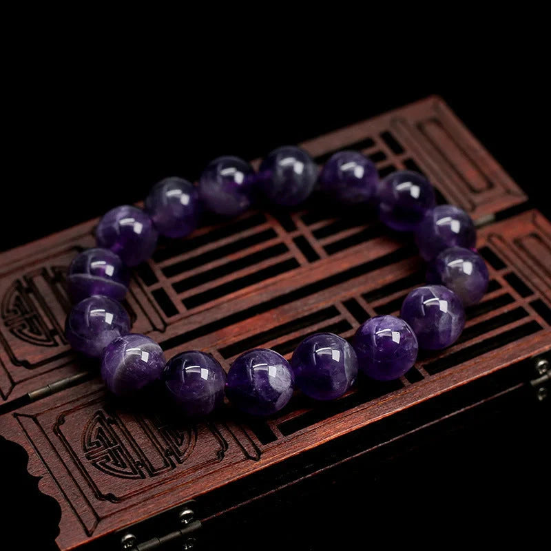Natural Fantasy Amethyst Bracelet with adjustable string and genuine crystals