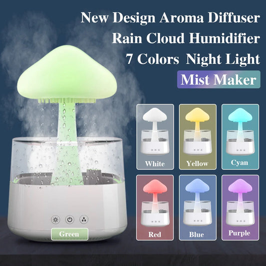 2-in-1 Desk Humidifier with raining cloud design and aromatherapy function