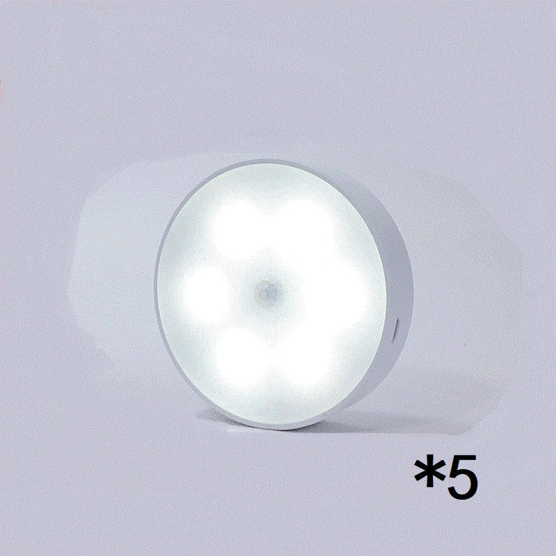 Motion-activated LED puck lights in warm and white color options, with various pack sizes and USB recharging