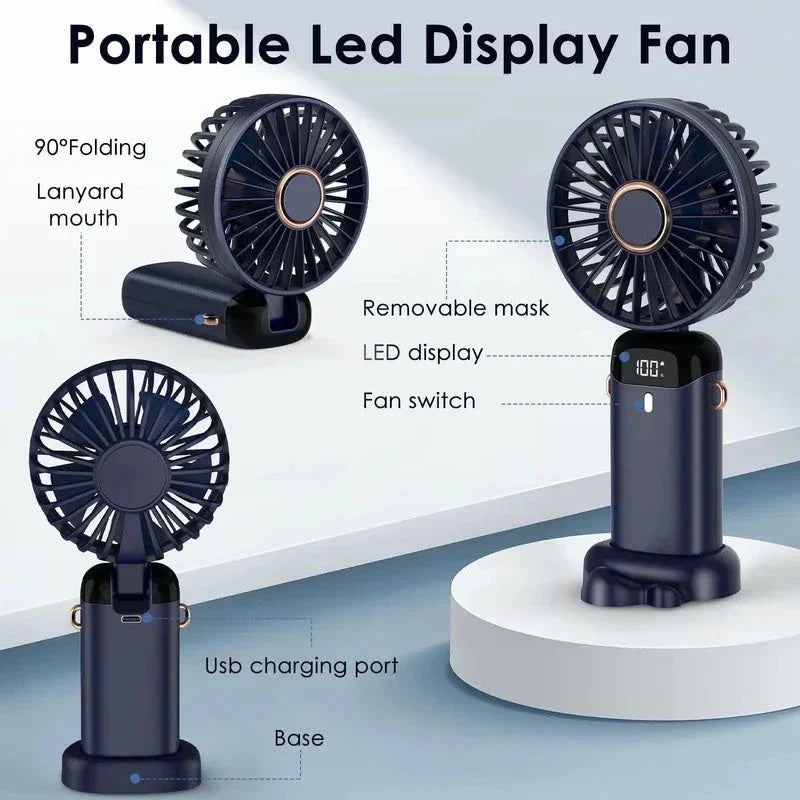 Powerful USB-rechargeable mini fan with foldable design, adjustable airflow, and long-lasting battery for cooling comfort anywhere
