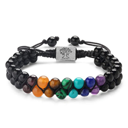 Handmade 7 Chakra Stone Bead Yoga Meditation Bracelet for women, featuring natural gemstones.