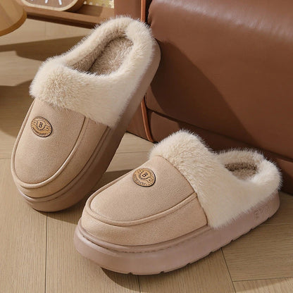 Cozy suede slippers with plush lining and non-slip sole for men's indoor comfort