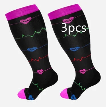 Plus-sized compression socks with bamboo fiber blend for breathability and comfort