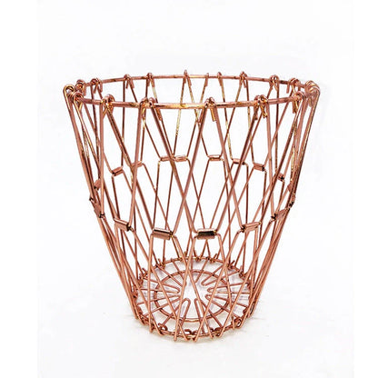 Stainless steel foldable fruit tray with copper finish for kitchen storage