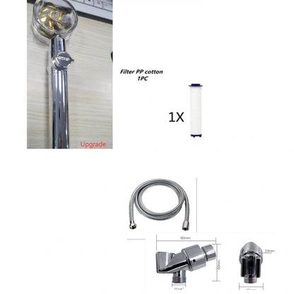 Turbo Propeller Shower Head in various colours with 360-degree fan extension