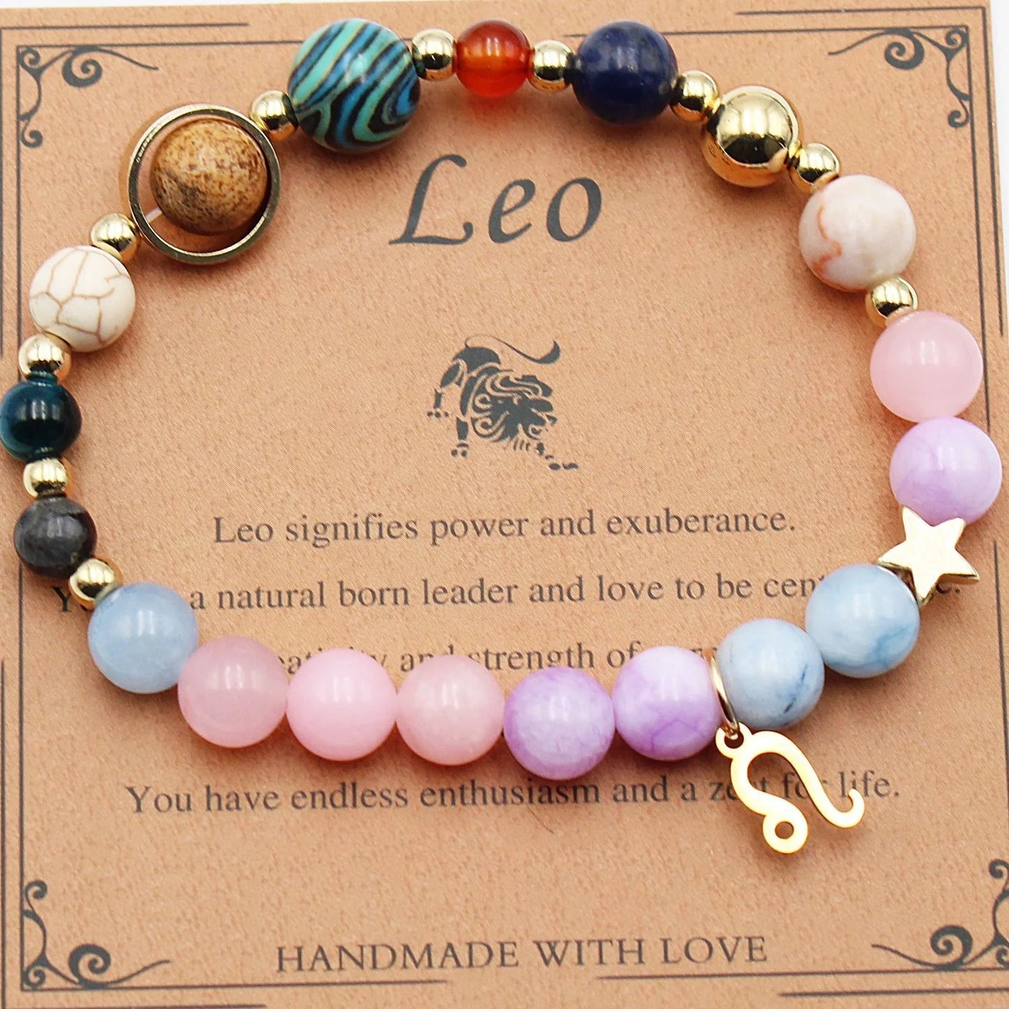 Morgan Stone Beaded Bracelet with twelve constellation designs