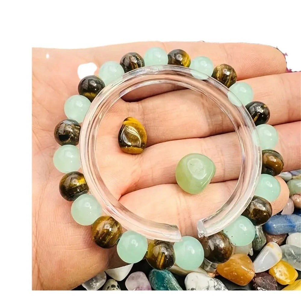 Tigereye Green Aventurine Natural Stone Bracelet with star shape design and 8mm beads