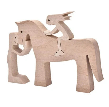 Nordic style wooden desktop ornament with animal design and polished finish