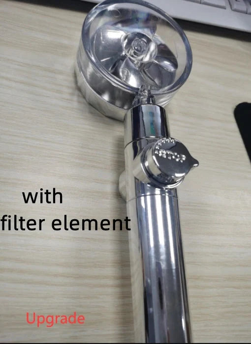 Turbo Propeller Shower Head in various colours with 360-degree fan extension