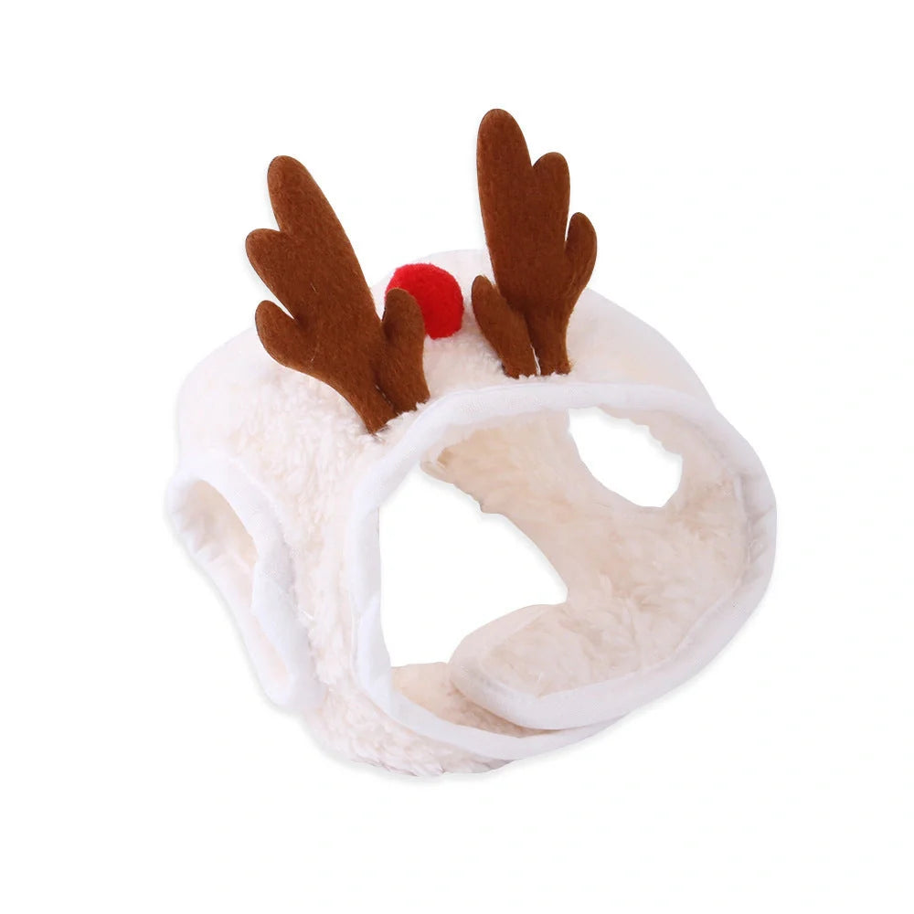 Christmas pet costume in velvet with antlers and bib for winter warmth