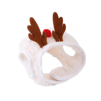 Christmas pet costume in velvet with antlers and bib for winter warmth