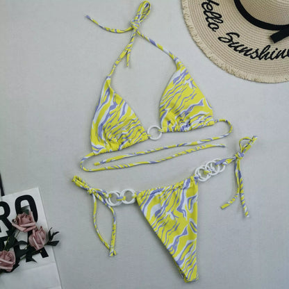 Women's split bikini with lace-up design in various colours