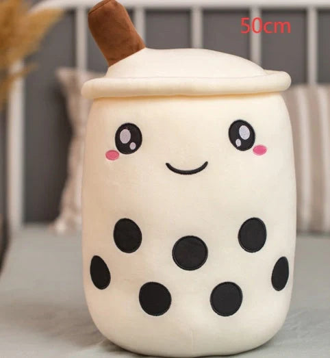 Strawberry Milk Tea Plush Boba Toy Pillow in various colours and sizes